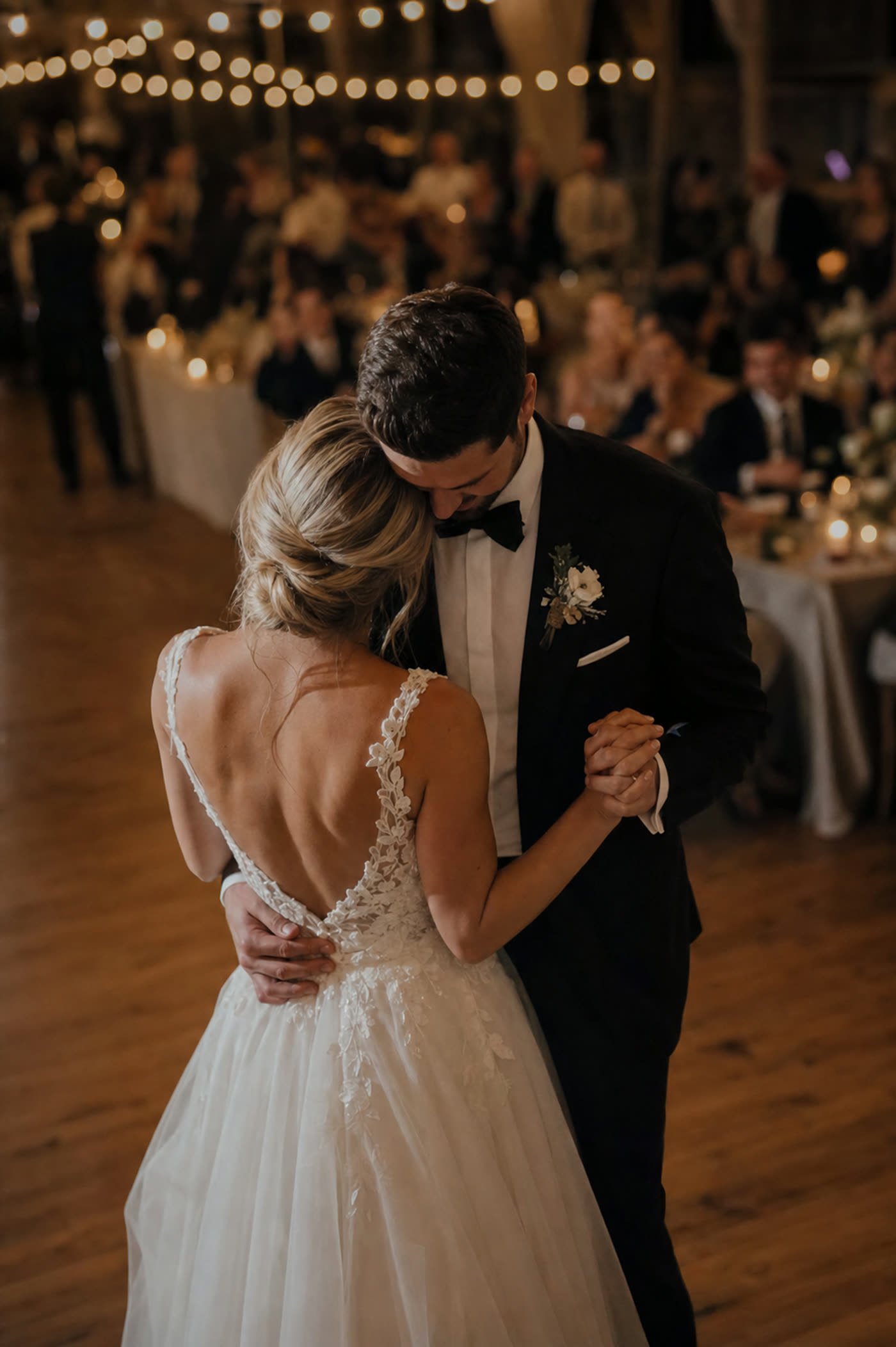 A newly married couple during their first dance